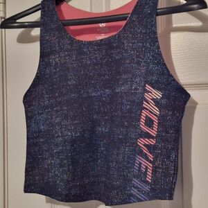 Ardene Navy Speckled Crop Top with Pink Logo